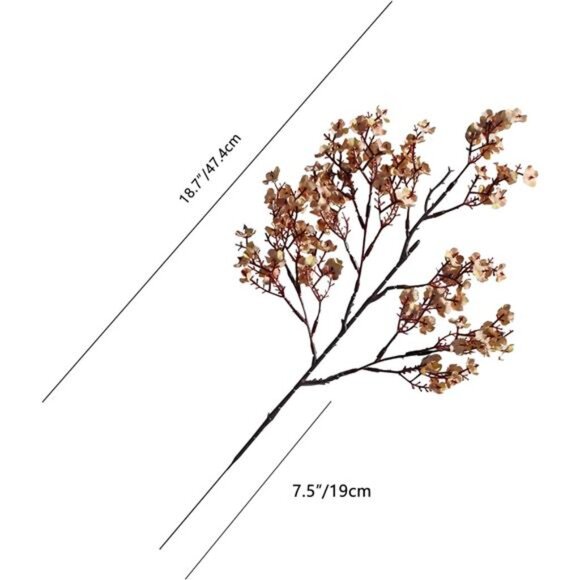 Light Brown Artificial Baby’s Breath Flowers 6 Bundles Silk Gypsophila with Stem - Picture 2 of 7